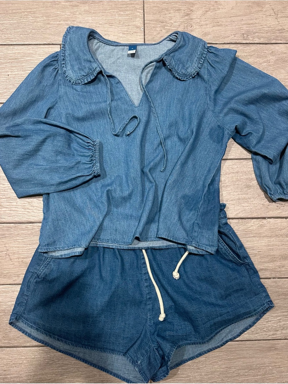Old Navy Denim Blue Peasant Top